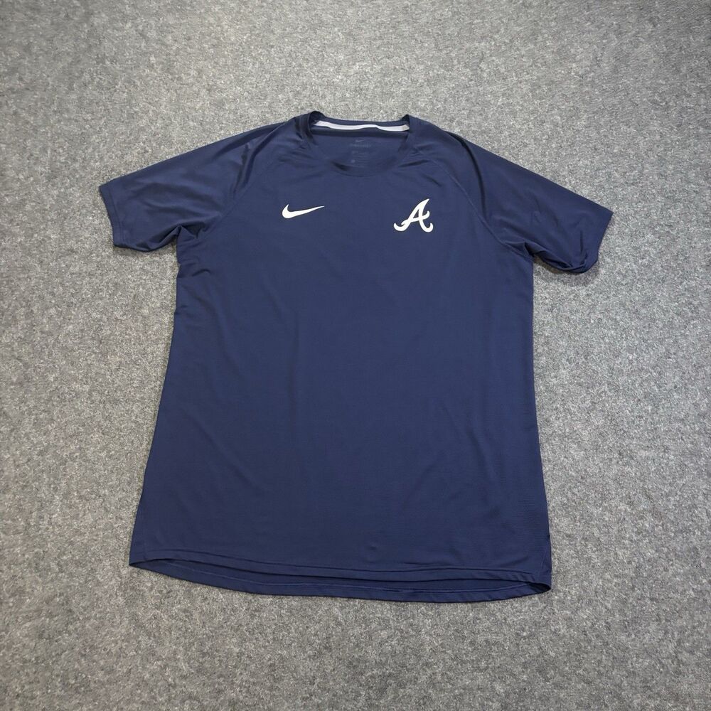 Atlanta Braves Nike Fitted T-Shirt Mens Size 2XL Navy Blue Dri-Fit MLB